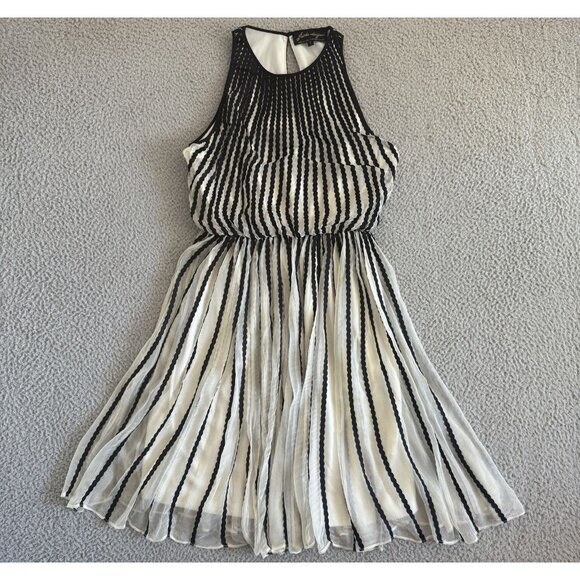 Geisha Designs Anthropologie Dress Black White Pleated Cocktail Party - Picture 1 of 11